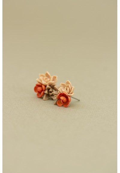 Beige Succulent Stud Earrings
