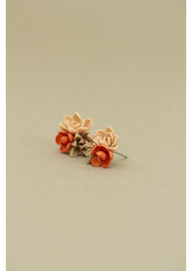 Beige Succulent Stud Earrings