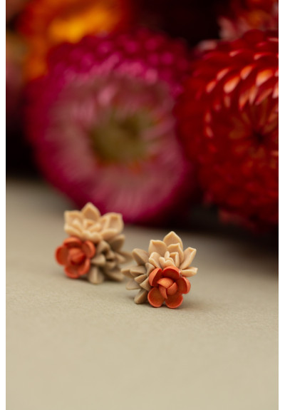 Beige Succulent Stud Earrings