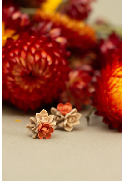 Beige Succulent Stud Earrings