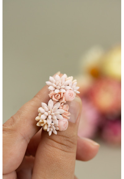 Pink bouquet Succulent Stud Earrings