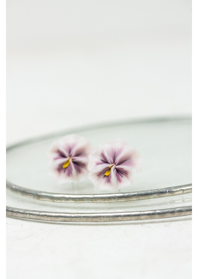 Pink Pansy Earrings  Flowers Stud earrings