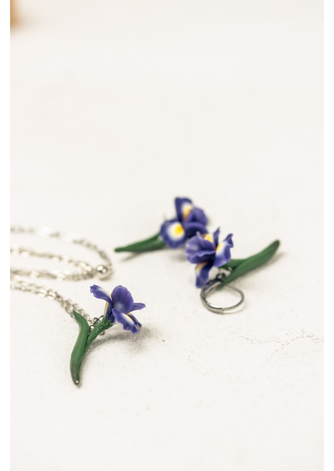 Delicate Iris Flower Earrings