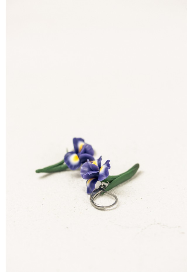 Delicate Iris Flower Earrings