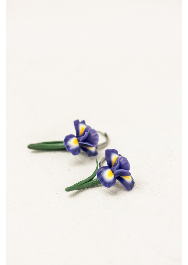 Delicate Iris Flower Earrings