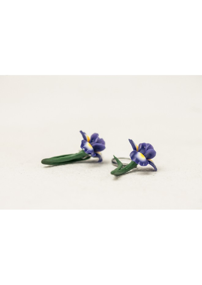 Delicate Iris Flower Earrings