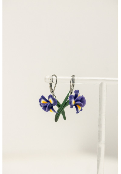 Delicate Iris Flower Earrings