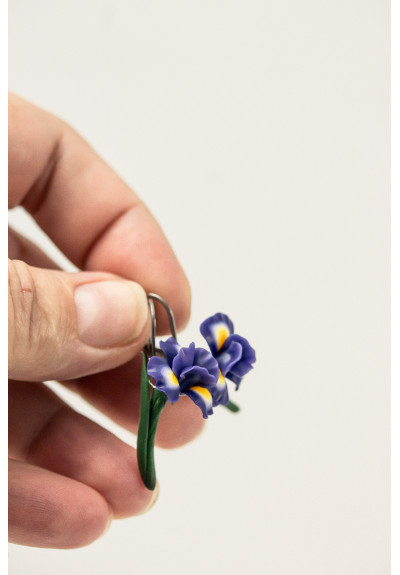 Delicate Iris Flower Earrings