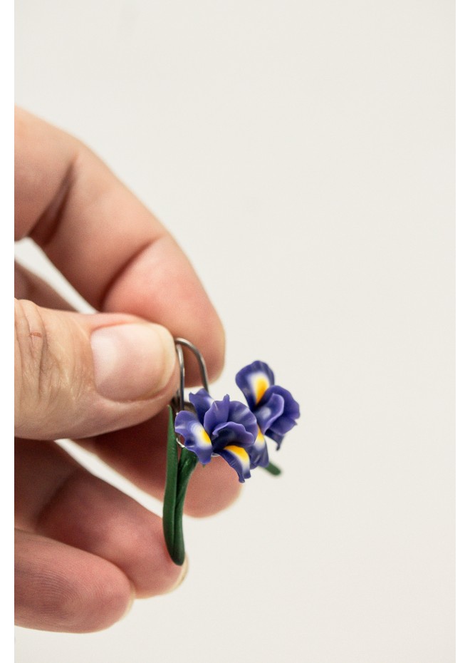 Delicate Iris Flower Earrings