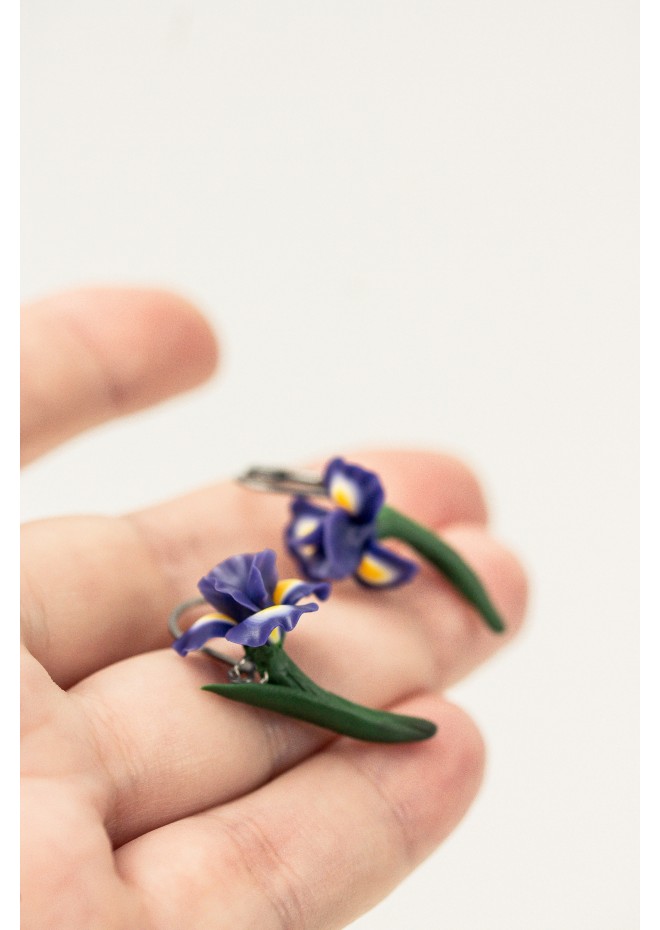 Delicate Iris Flower Earrings