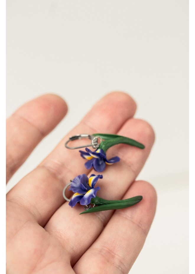 Delicate Iris Flower Earrings