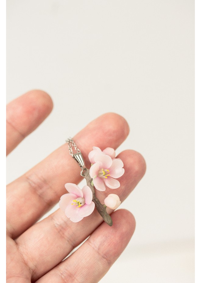 Sakura branch - Jewelry with Sakura flowers - Necklace with spring flowers