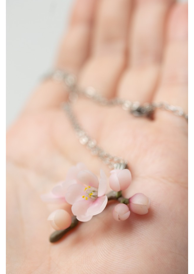 Sakura branch - Jewelry with Sakura flowers - Necklace with spring flowers