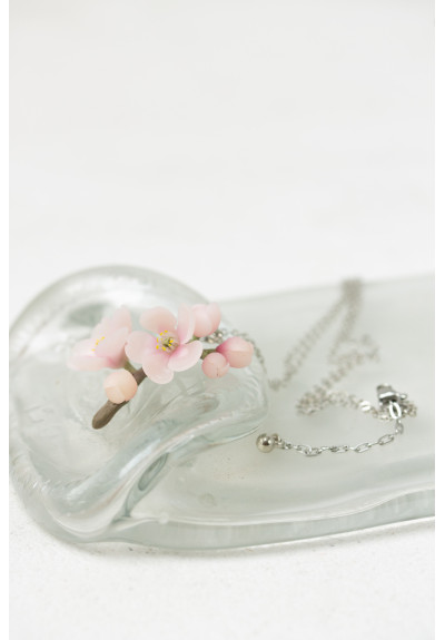 Pendant - Sakura branch - Jewelry with Sakura flowers - Necklace with spring flowers