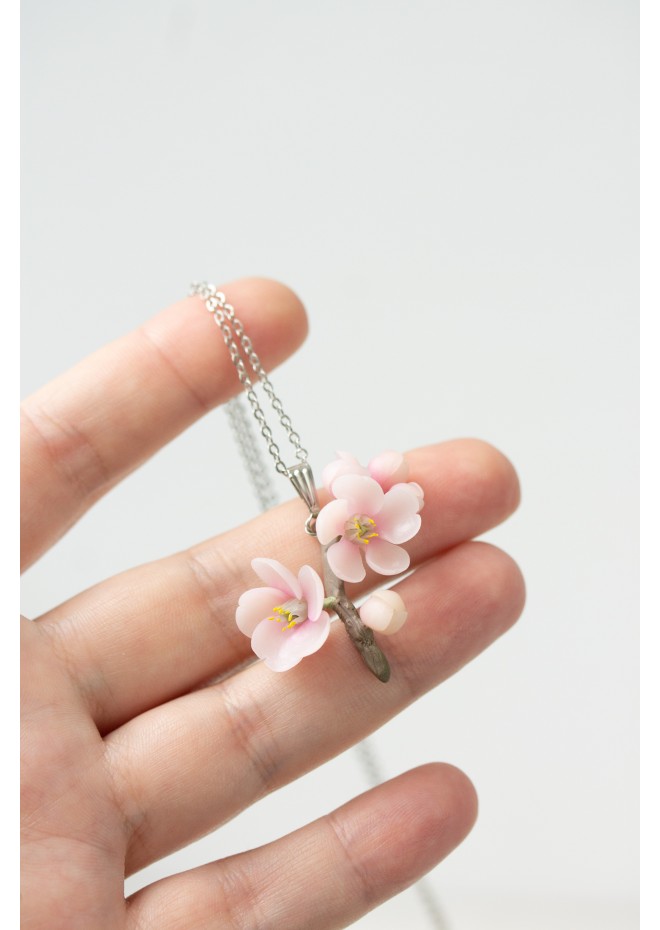 Sakura branch - Jewelry with Sakura flowers - Necklace with spring flowers