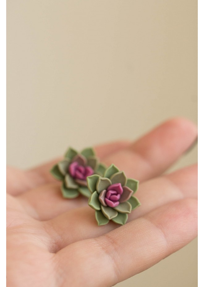 Green Hypoallergenic Succulent Studs