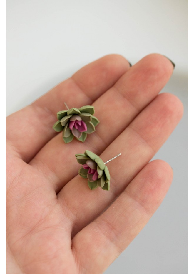 Green Hypoallergenic Succulent Studs