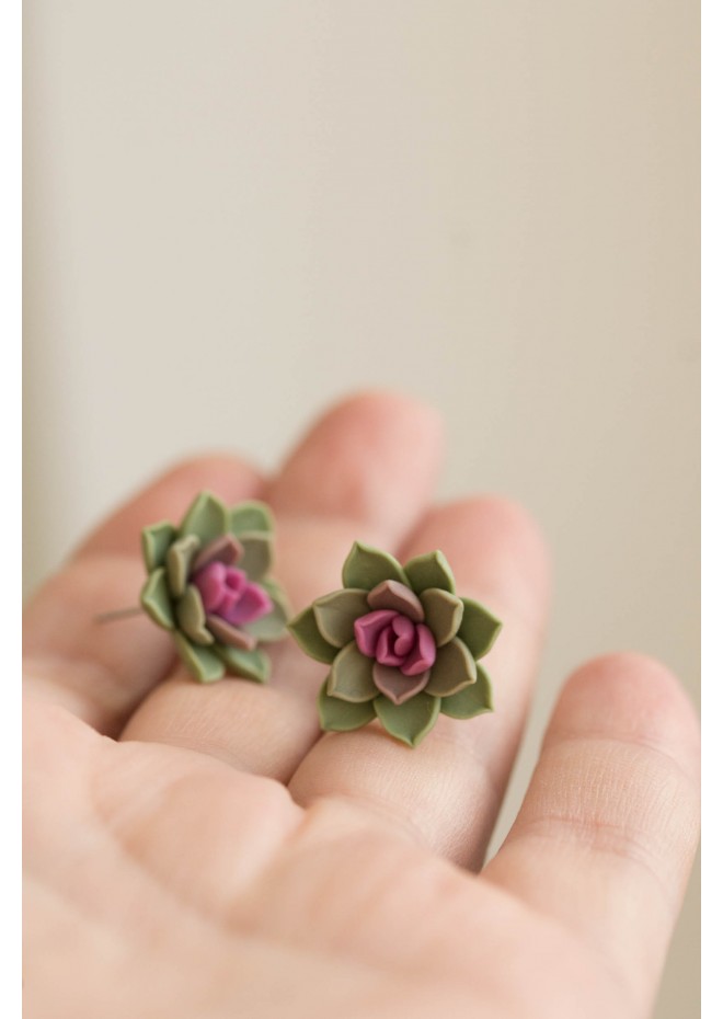 Green Hypoallergenic Succulent Studs