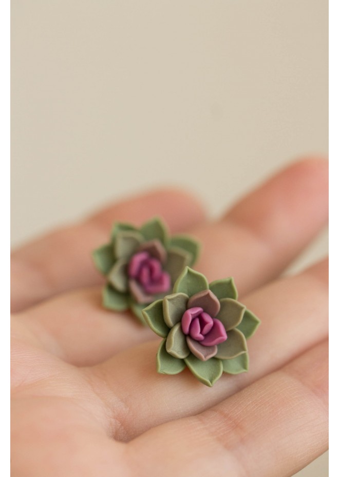 Green Hypoallergenic Succulent Studs