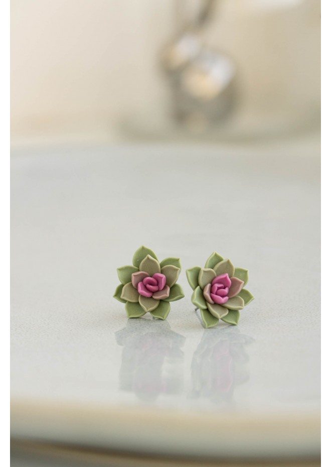 Green Hypoallergenic Succulent Studs