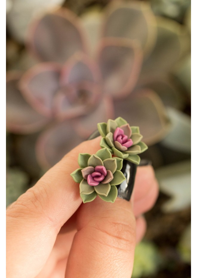 Green Hypoallergenic Succulent Studs