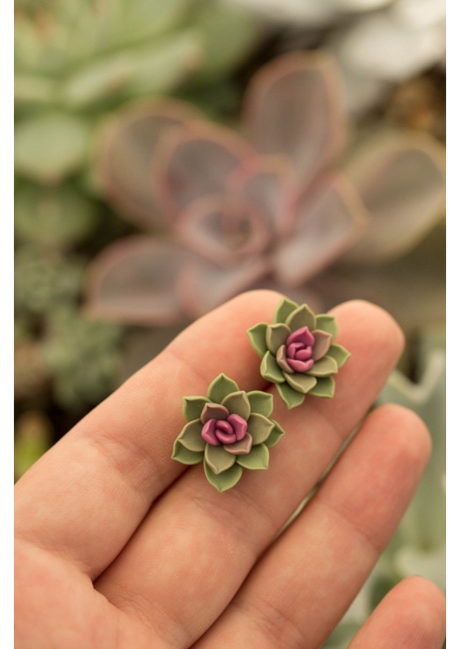 Green Hypoallergenic Succulent Studs