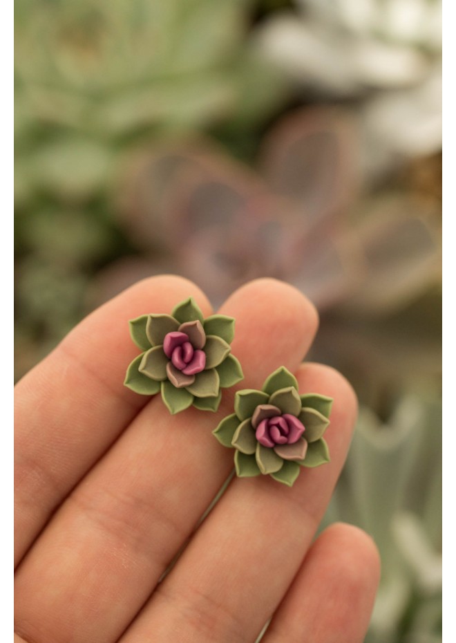 Green Hypoallergenic Succulent Studs