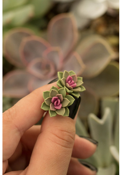 Green Hypoallergenic Succulent Studs