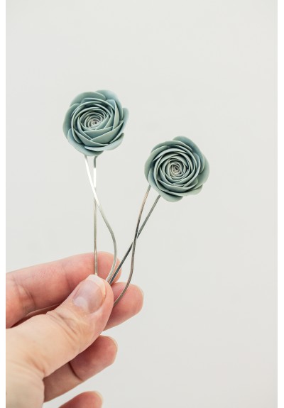 Blue Flowers Hairpin, 2pcs
