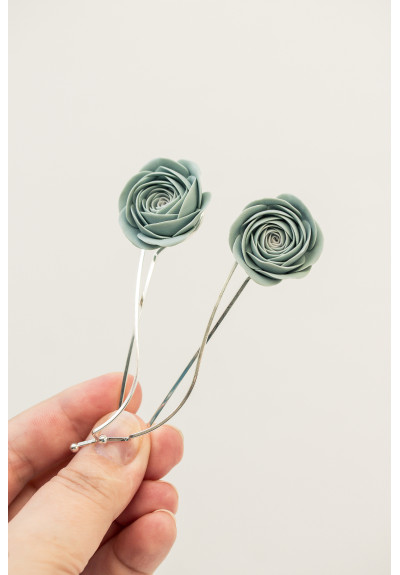 Blue Flowers Hairpin, 2pcs