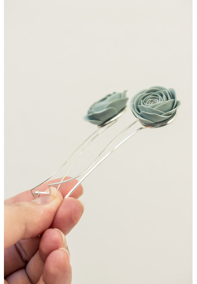 Blue Flowers Hairpin, 2pcs