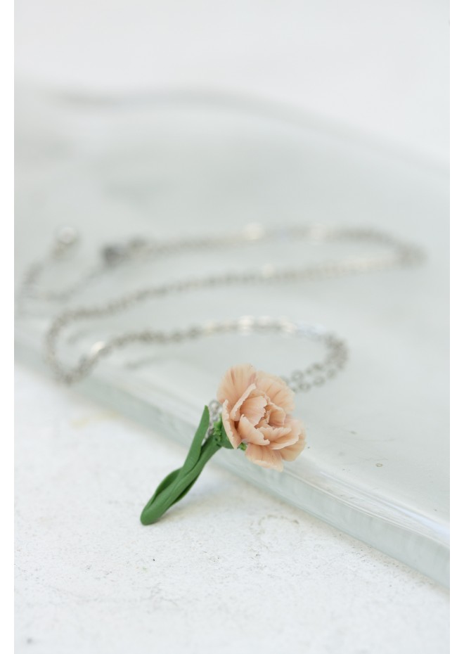 January Birth Flower, Carnation Necklace