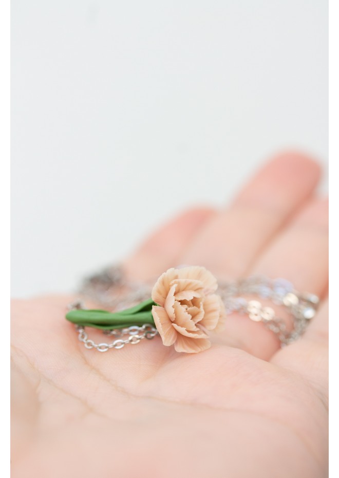 January Birth Flower, Carnation Necklace