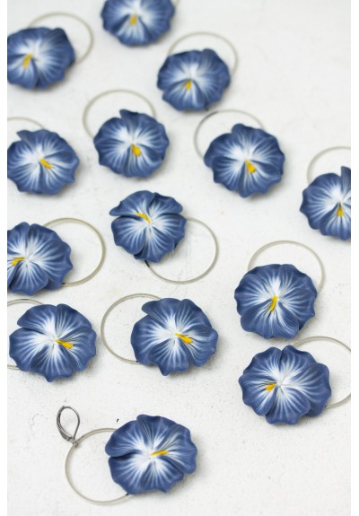Pansy Flower Earrings -  Statement dangle earrings