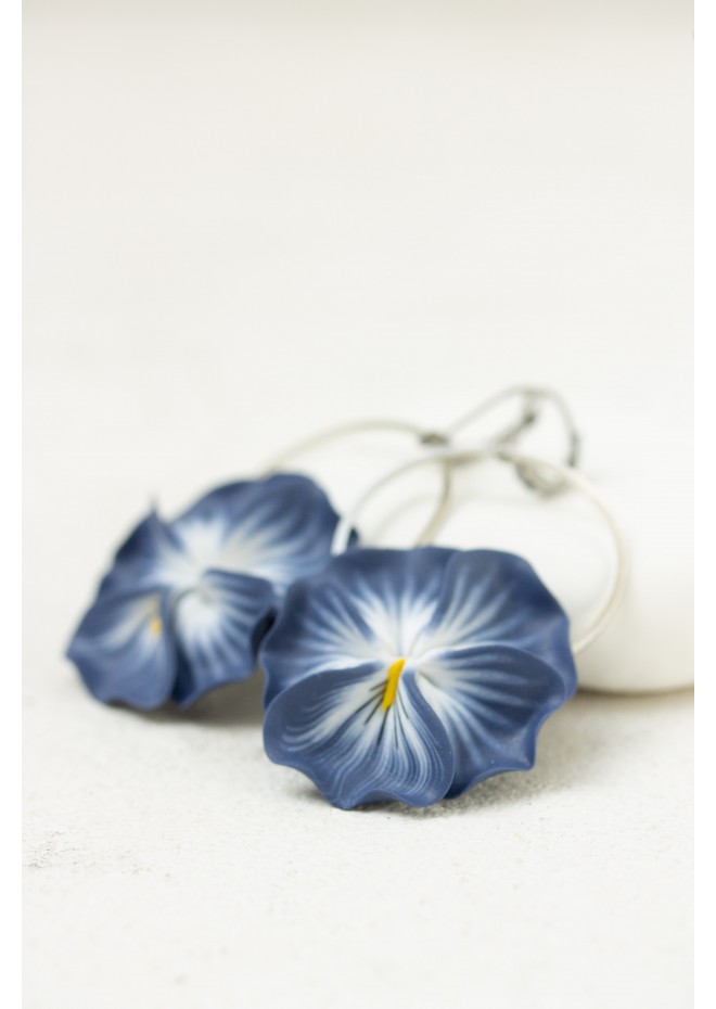Pansy Flower Earrings -  Statement dangle earrings - Nature Floral Jewelry - Summer Botanical Pansy Jewelry - Gift for mom