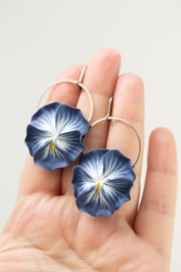 Pansy Flower Earrings -  Statement dangle earrings