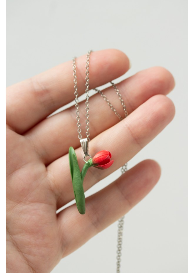 Tulip Necklace, Elegant Tulip Necklace, April birth flower necklace,  Valentine's Gift, Christmas Gifts for Mother