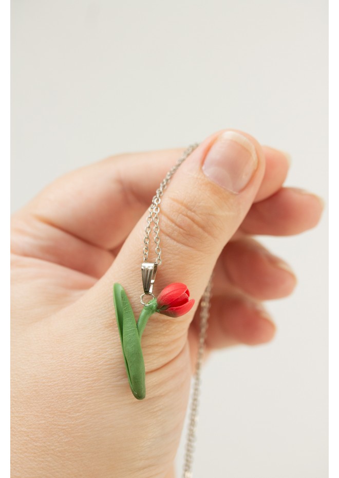 Tulip Necklace, Elegant Tulip Necklace, April birth flower necklace,  Valentine's Gift, Christmas Gifts for Mother