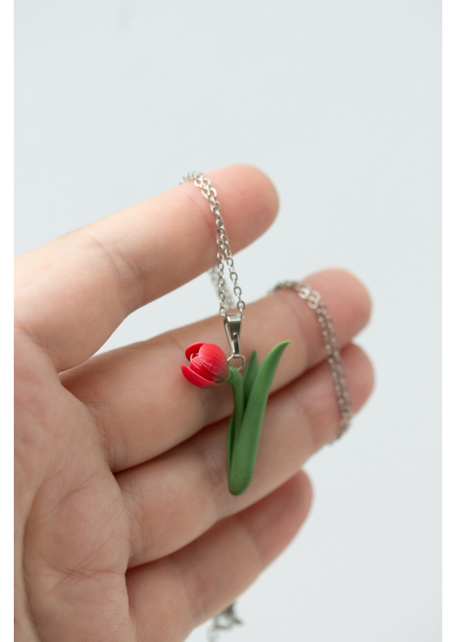 Tulip Necklace, Elegant Tulip Necklace, April birth flower necklace,  Valentine's Gift, Christmas Gifts for Mother