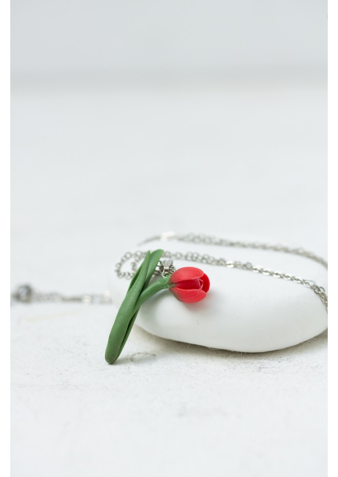 Tulip Necklace, Elegant Tulip Necklace, April birth flower necklace,  Valentine's Gift, Christmas Gifts for Mother