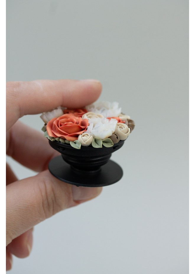 Orange roses Flowers bouquet phone grip, Floral phone accessory