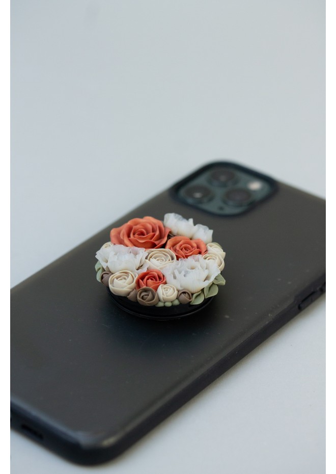 Orange roses Flowers bouquet phone grip, Floral phone accessory