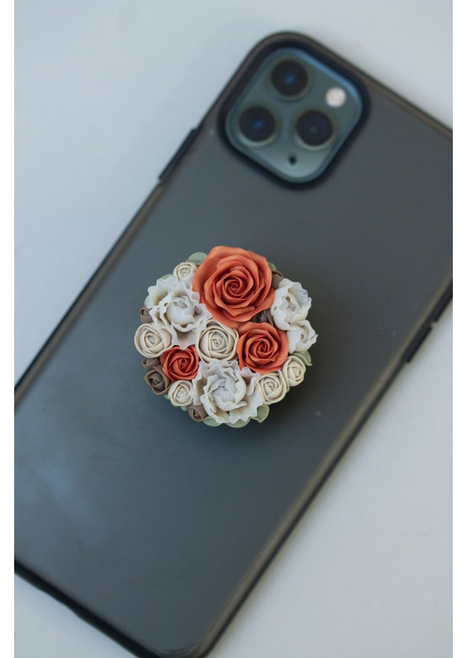 Orange roses Flowers bouquet phone grip, Floral phone accessory