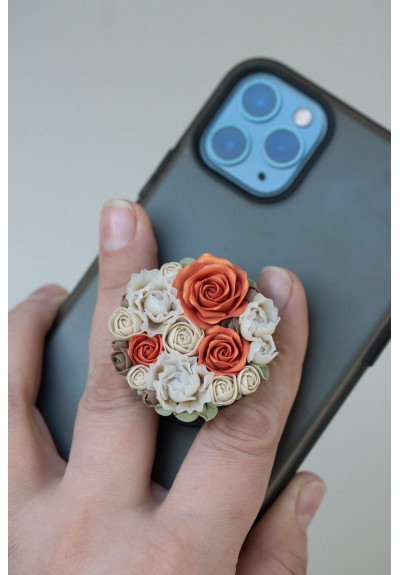 Orange roses Flowers bouquet phone grip, Floral phone accessory