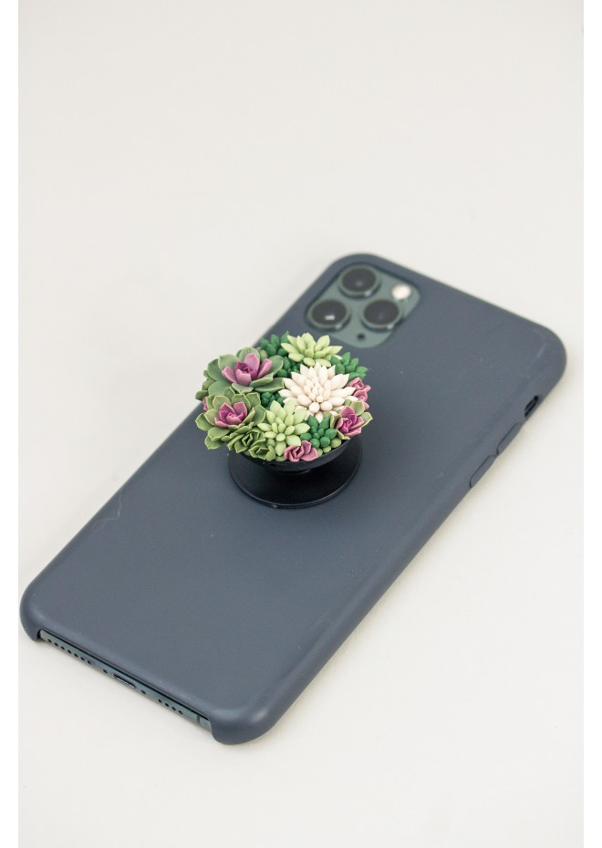 Green succulents phone grip, Floral phone accessory