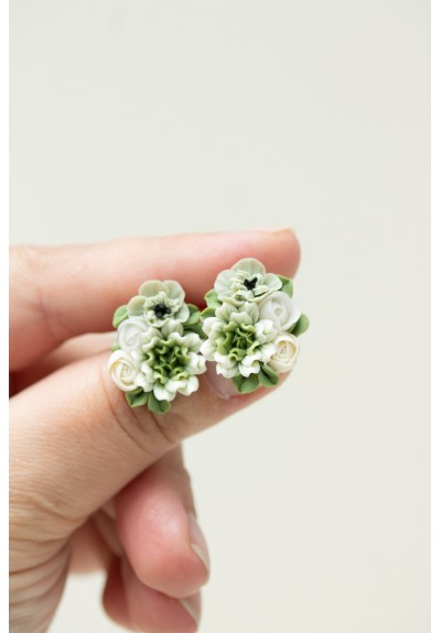 Handcrafted Floral Bouquet Stud Earrings - Flowers lovers Jewelry