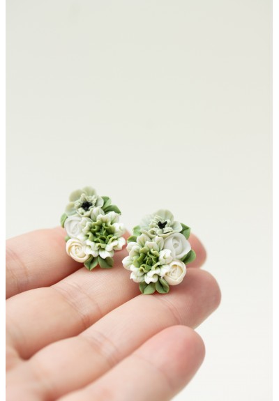 Handcrafted Floral Bouquet Stud Earrings - Flowers lovers Jewelry