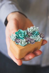 Handmade Wooden Ring Box with Succulent Décor – Unique Engagement Keepsake