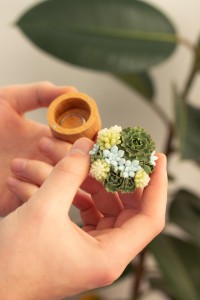 Handmade Wooden Ring Box with Succulent Decor – Unique Ash Wood Wedding Jewelry Box with Magnetic Lid – Engagement or Gift Keepsake Box