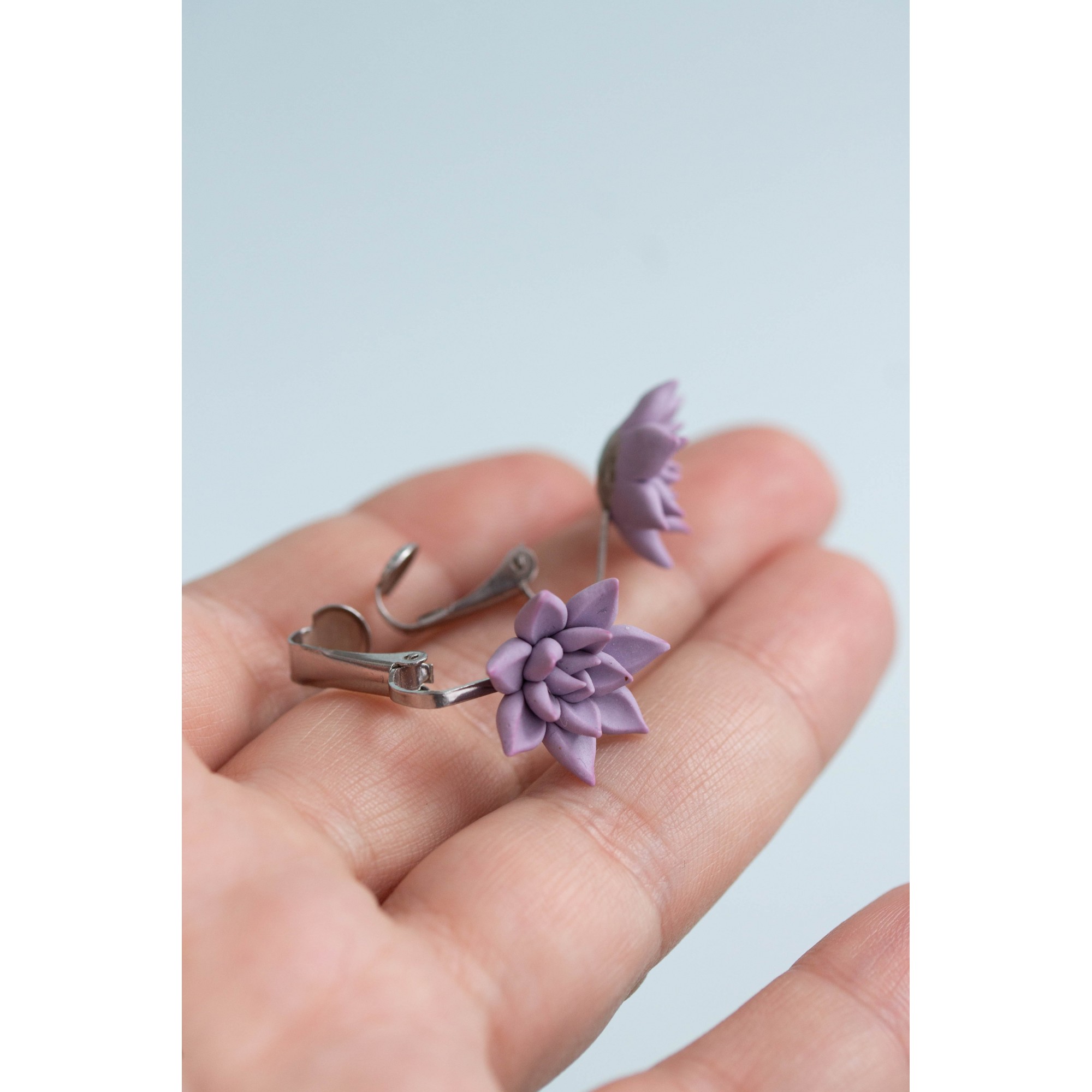Symphony Purple Paua Shell Silver Stud Clip On Earrings